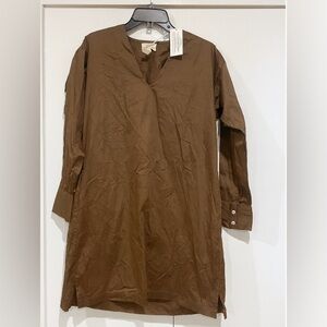 Laude The Label tunic dress brown Sz XSmall cotton Long Sleeves cotton summer